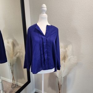 H&M Royal Blue 3/4 Sleeve Button-Up Blouse